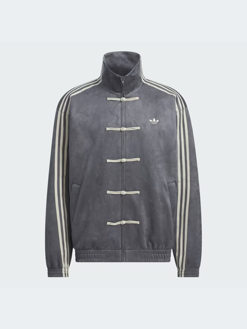 adidas ctt Chinese jacket Gray Bomber Jacket with Contrast Stripes